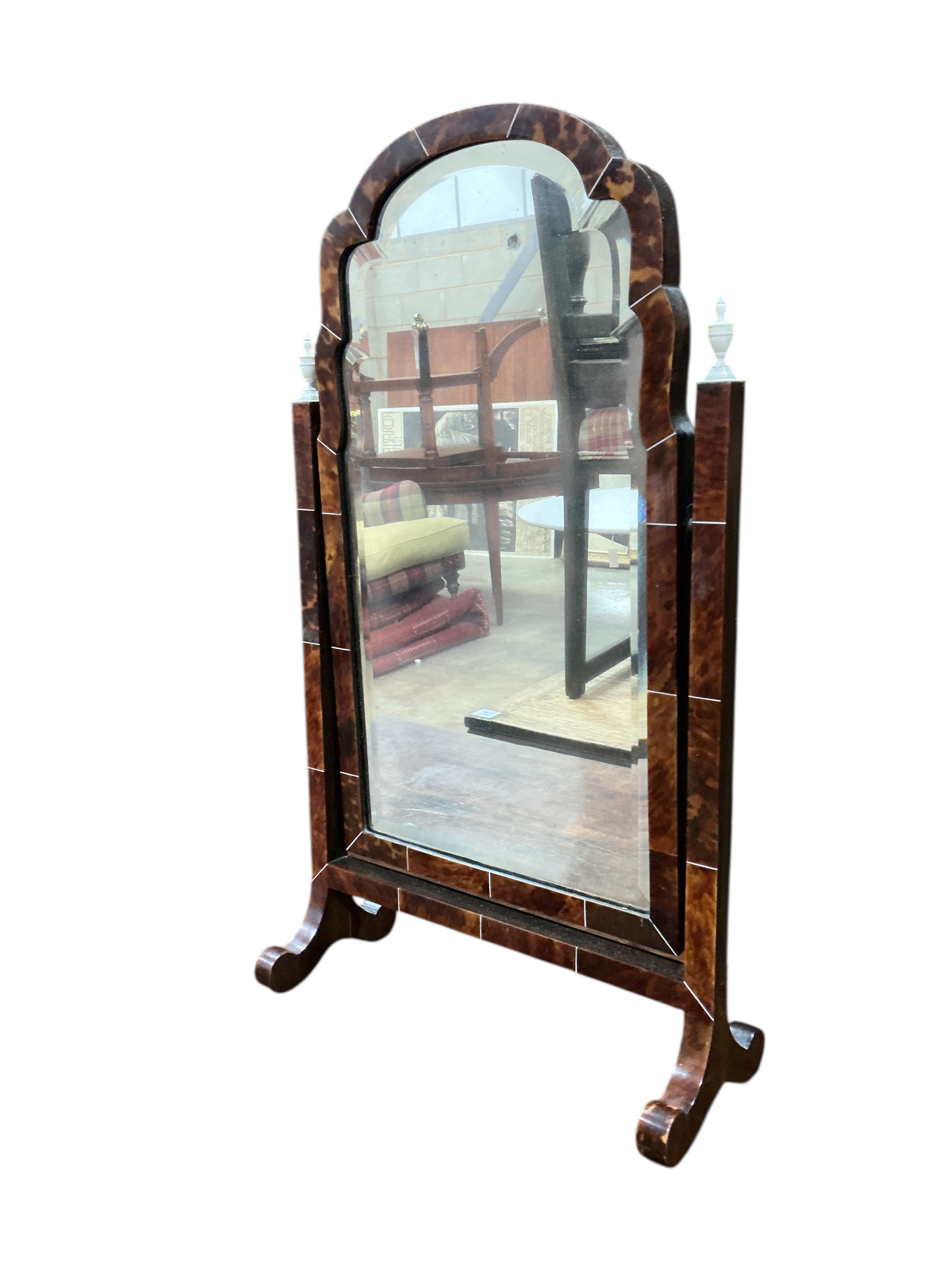 An Edwardian tortoiseshell and ivory mounted toilet mirror, width 36cm, height 61cm CITES Submission reference, U45J1R6L